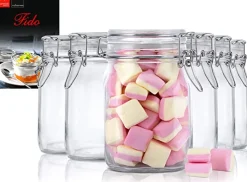 100 cl - Bormioli Rocco Fido Vasetto Ermetico In Vetro Con Ricettario Fido - Set 6 Pz
