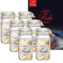 150 cl - Bormioli Rocco Fido Vasetto Ermetico Cilindrico In Vetro Con Ricettario Fido - Set 6 Pz