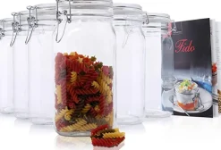 150 cl - Bormioli Rocco Fido Vasetto Ermetico Cilindrico In Vetro Con Ricettario Fido - Set 6 Pz
