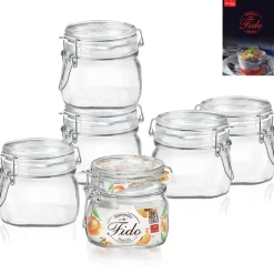 50 cl - Bormioli Rocco Fido Vasetto Ermetico In Vetro Con Ricettario Fido - Set 6 Pz