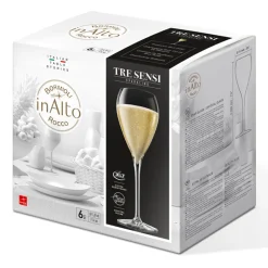 15 cl - Bormioli Rocco InAlto Tre Sensi Calice Flute in Vetro - Set 6 Pezzi