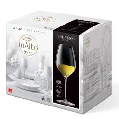 43 cl - Bormioli Rocco InAlto Tre Sensi Calice Vino Bianco in Vetro - Set 6 Pezzi