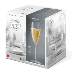 26 cl - Bormioli Rocco Premium Calice Flute in Vetro - Set 6 Pezzi