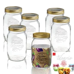 100 cl - Bormioli Rocco Quattro Stagioni Vasetto Con Ricettario - Set 6 Pz