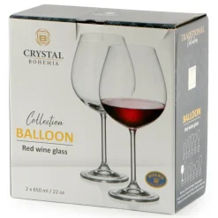 65 cl - Crystalex Bohemia Colibri Calice Vino Rosso in Vetro - Set 2 Pezzi
