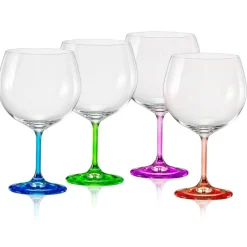 82 cl - Crystalex Bohemia Rainbow Calice Gin Tonic in Vetro - Set 4 Pezzi