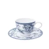 24 cl - H&H Kensington Tazza Tè Con Piattino Decorata In Porcellana - Set 4 Pz