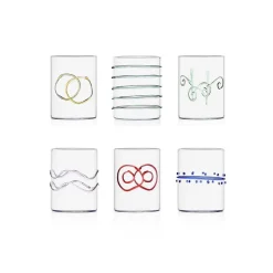 30 cl - Ichendorf Deco Bicchiere Acqua Forme Geometriche in Vetro Borosilicato - Set 6 Pezzi