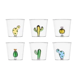 30 cl - Ichendorf Desert Plants Bicchiere Acqua Cactus in Vetro Borosilicato - Set 6 Pezzi