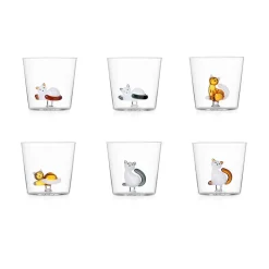 30 cl - Ichendorf Tabby Cat Bicchiere Acqua Gatti in Vetro Borosilicato - Set 6 Pezzi