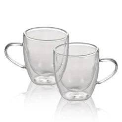 8 cl - Ilsa Tazzina Caffé Doppia Parete in Vetro Borosilicato - Set 2 Pezzi