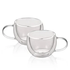 9 cl - Ilsa Tazzina Caffé Doppia Parete in Vetro Borosilicato - Set 2 Pezzi