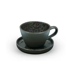 23 cl - Le Coq Phobos Tazza Cappuccino Con Piattino In Stoneware Set 6 Pz