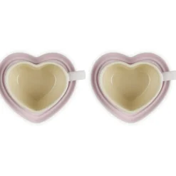 22 cl - Le Creuset Cuore Tazza Cappuccino Con Piattino In Gres Vetrificato Set 2 Pz