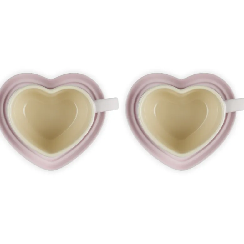22 cl - Le Creuset Cuore Tazza Cappuccino Con Piattino In Gres Vetrificato Set 2 Pz
