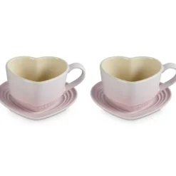 22 cl - Le Creuset Cuore Tazza Cappuccino Con Piattino In Gres Vetrificato Set 2 Pz