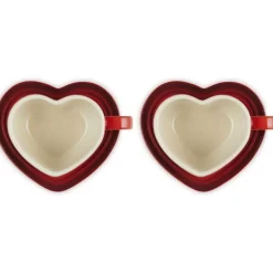 22 cl - Le Creuset Cuore Tazza Cappuccino Con Piattino In Gres Vetrificato Set 2 Pz