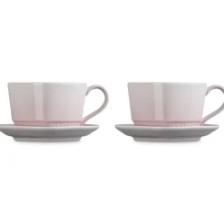 22 cl - Le Creuset Cuore Tazza Cappuccino Con Piattino In Gres Vetrificato Set 2 Pz