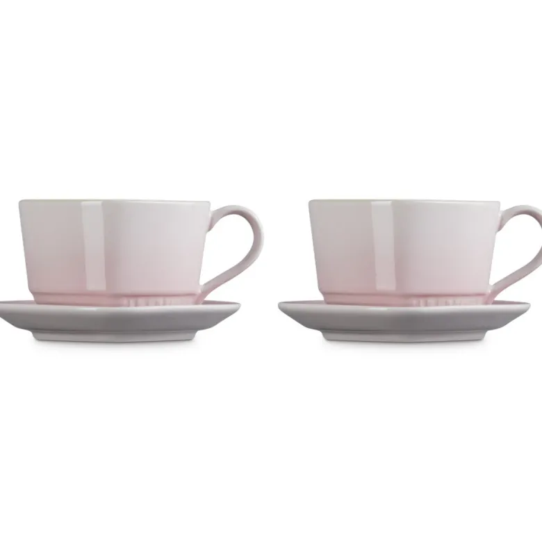22 cl - Le Creuset Cuore Tazza Cappuccino Con Piattino In Gres Vetrificato Set 2 Pz