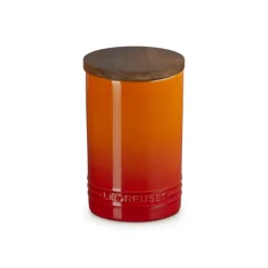 77 cl - Le Creuset Evolution Barattolo In Gres Vetrificato Con Coperchio In Legno