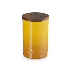 77 cl - Le Creuset Evolution Barattolo In Gres Vetrificato Con Coperchio In Legno