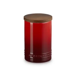 77 cl - Le Creuset Evolution Barattolo In Gres Vetrificato Con Coperchio In Legno