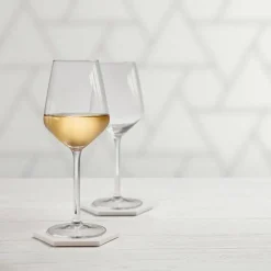 37 cl - Leerdam Crisal Carrè Calice Vino Bianco in Vetro - Set 6 Pezzi