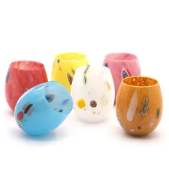 35 cl - Murano Bicchiere Acqua A Pois in Vetro - Set 6 Pezzi