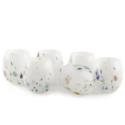 35 cl - Murano Bicchiere Acqua A Pois in Vetro - Set 6 Pezzi