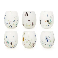 35 cl - Murano Bicchiere Acqua A Pois in Vetro - Set 6 Pezzi