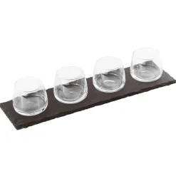 11 cl Paderno Happy Hour Coppette per Aperitivo Con Supporto Vassoio In Ardesia - Set 5 Pz