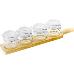 17.6 cl Paderno Happy Hour Coppette per Aperitivo Con Supporto Vassoio In Legno - Set 5 Pz