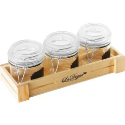 10 cl - Paderno Happy Hour Vasetti per Aperitivo Con Supporto Vassoio In Legno - Set 4 Pz