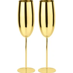 27.5 cl - Paderno Stainless Steel Flute Glasses Set of 2