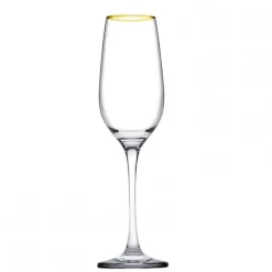 20 cl - Pasabahce Golden Touch Calice Flute Bordo Dorato in Vetro - Set 6 Pezzi