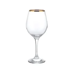36.5 cl - Pasabahce Golden Touch Calice Vino Bianco Bordo Dorato in Vetro - Set 6 Pezzi