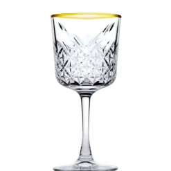 33 cl - Pasabahce Timeless Golden Touch Calice Vino Rosso Bordo Dorato in Vetro - Set 4 Pezzi