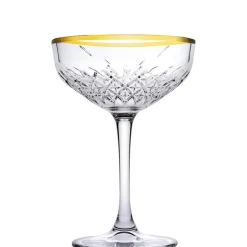 27 cl - Pasabahce Timeless Golden Touch Coppa Champagne Bordo Dorato in Vetro - Set 4 Pezzi