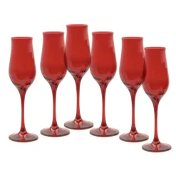 19 cl - Pasabahce Wavy Red Calice Flute In Vetro Colorato Set 6 Pz