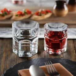22.5 cl - RCR Cristalleria Italiana Hosteria Bicchiere Whisky OF In Vetro Cristallino Luxion Set 6 Pz