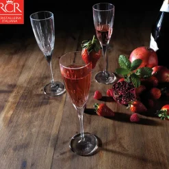 15 cl - RCR RCR Chic Calice Flute in Vetro - Set 6 Pezzi