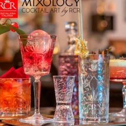 3-6 cl - RCR Tattoo Jiggers and Glass Cocktail Measurers - Set of 6