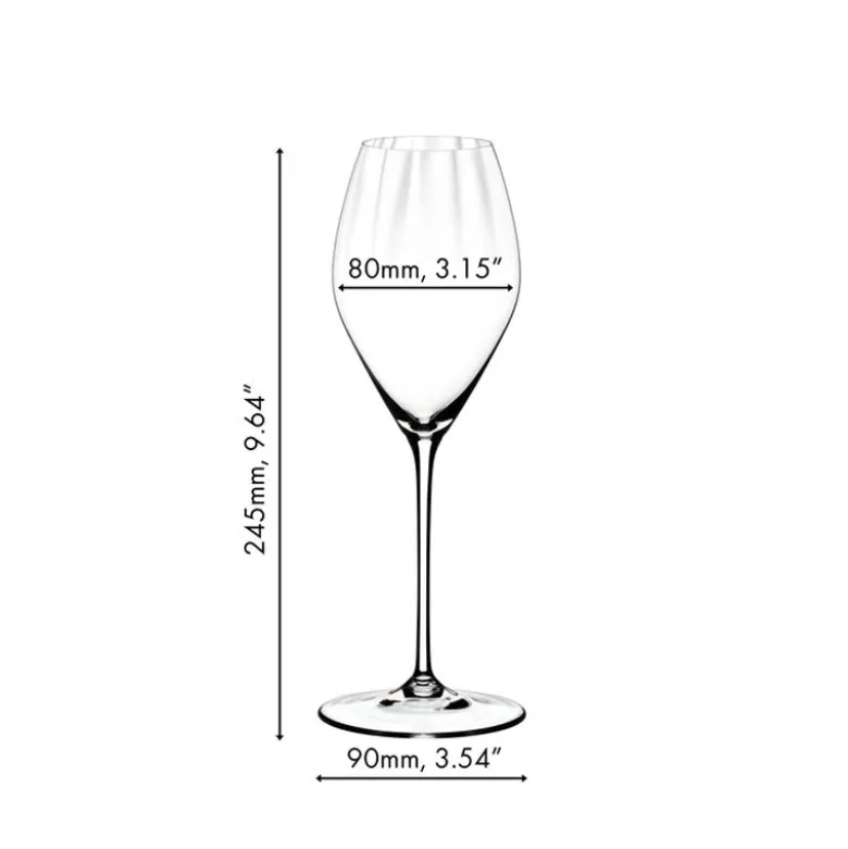 37.5 cl - Riedel Performance Calice Flute in Vetro - Set 4 Pezzi