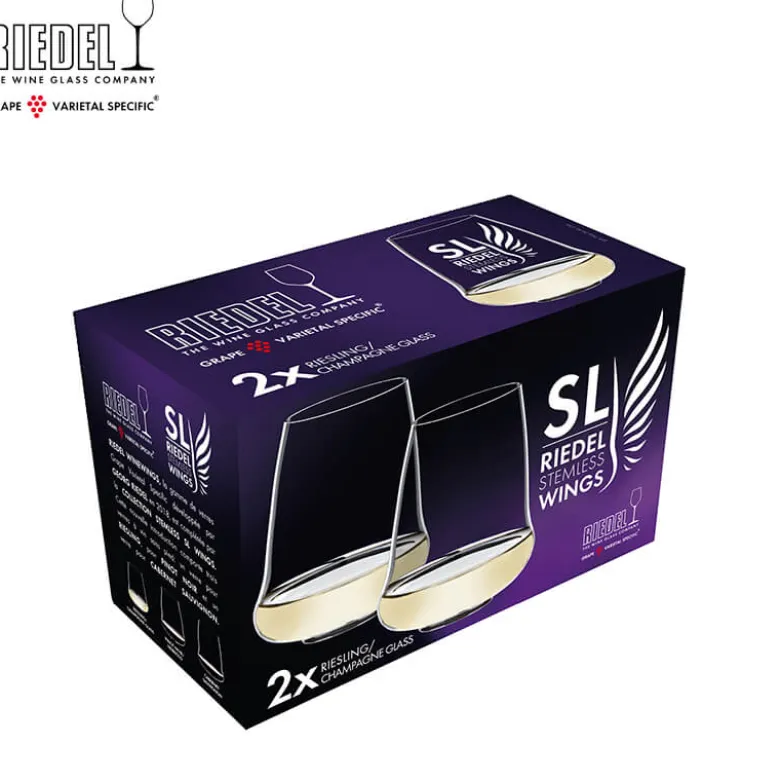 42 cl - Riedel Steamless Wings Calice Vino Bianco Riesling in Vetro - Set 2 Pezzi