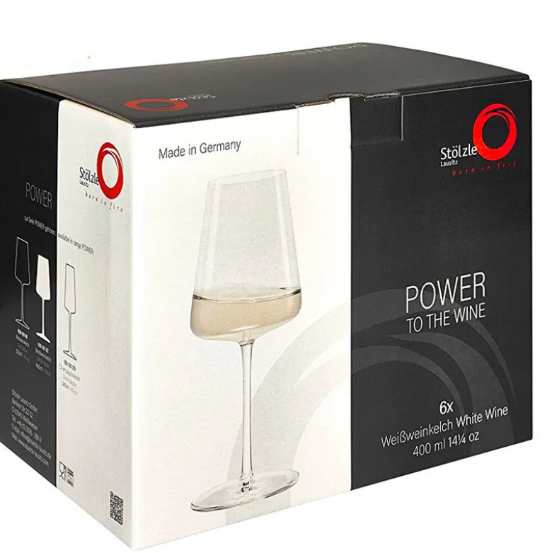 40.2 cl - Stolzle Lausitz Power Calice Vino Bianco in Vetro - Set 6 Pezzi