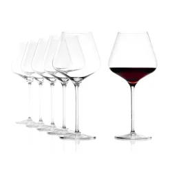 70.8 cl - Stolzle Lausitz Quatrophil Calice Vino Rosso Burgundy in Vetro - Set 6 Pezzi