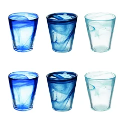 25 cl - Villa D'Este Alabastro Ocean Bicchiere Acqua Colorato In Vetro Set 6 Pz