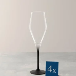 26 cl - Villeroy & Boch Manufacture Rock Calice Flute in Vetro - Set 4 Pezzi