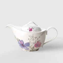 110 cl - Villeroy & Boch Mariefleur Gris Basic Teapot In Premium Porcelain