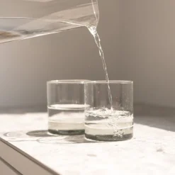 44 cl - Zafferano Filo Bianco Bicchiere Acqua Tumbler In Vetro Borosilicato Set 4 Pz